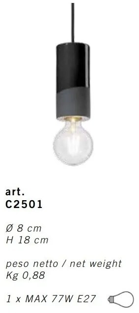 Pendul design italian realizat manual din ceramica PI, D.8cm