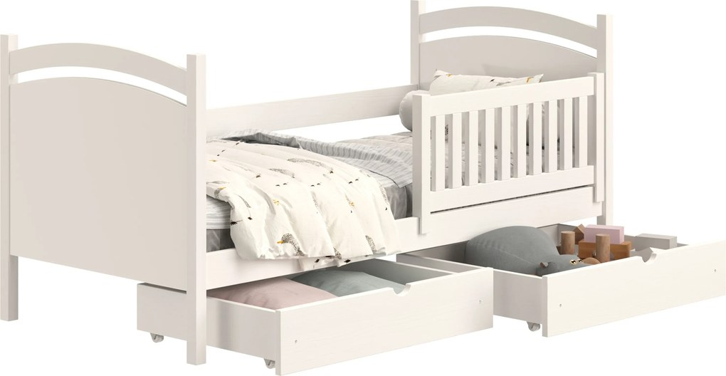 Pat copii cu tablă de scris Amely 90x190 - culoare alb
