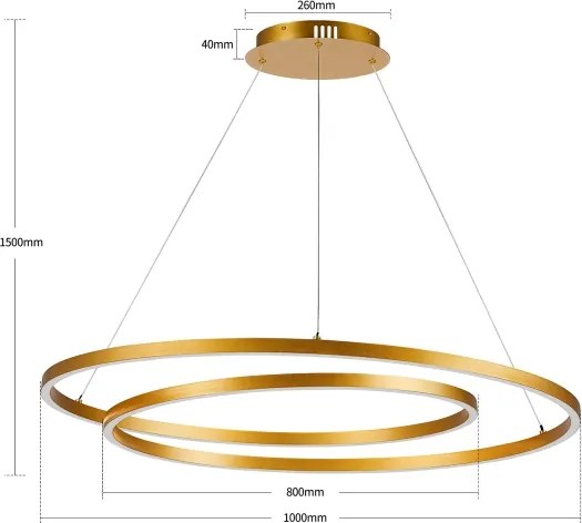 Brilagi-LED Candelabru LED cu reglare a intensității luminii pe cablu TWISTER LED/105W/230V 3000-6000K auriu + telecomandă