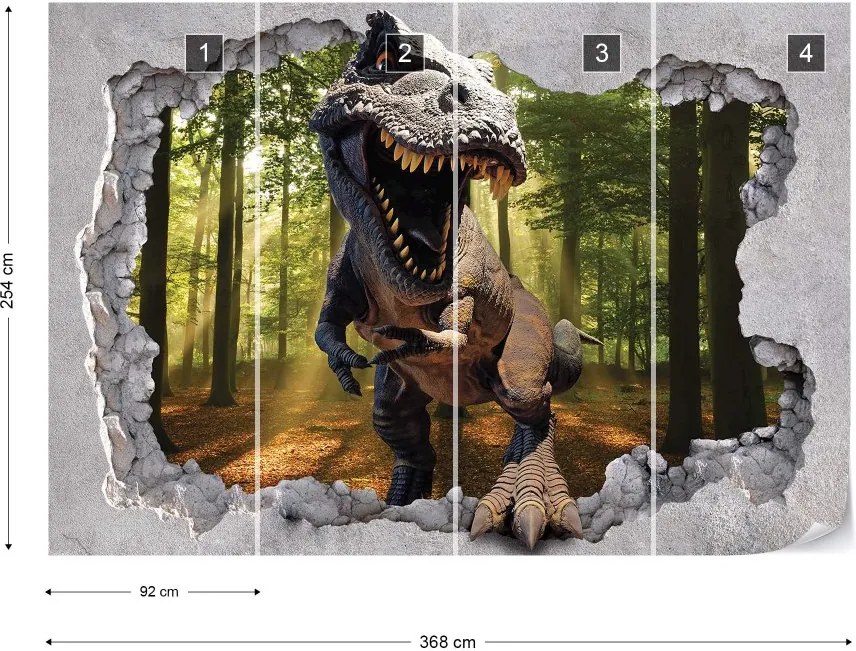 Fototapet GLIX - Dinosaur Hole In Wall 2 + adeziv GRATUIT Tapet nețesute  - 368x254 cm