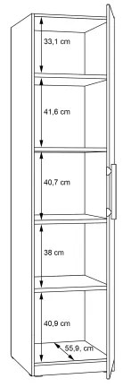 Dulap pentru haine MARO, 51 x 213 cm, finisaj stejar Artisan