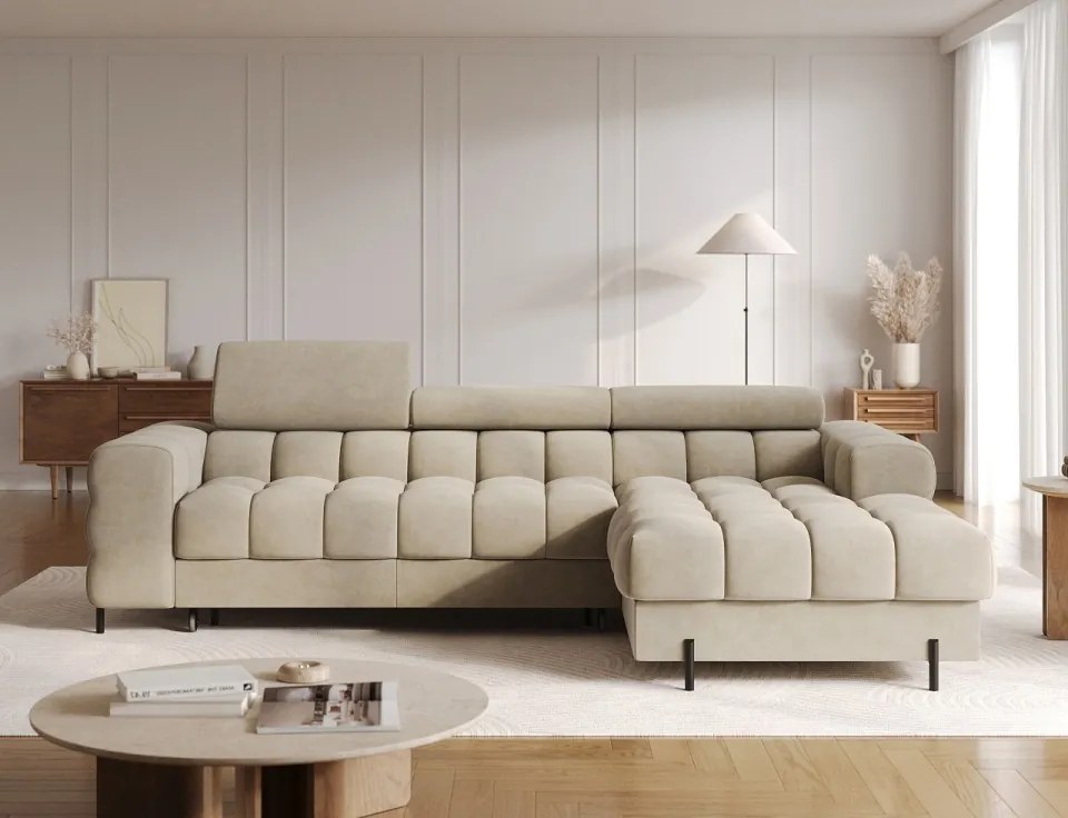 Coltar extensibil cu spatiu pentru depozitare, 285x181x93 cm, Felro R, Eltap (Culoare: Gri / Royal 03)