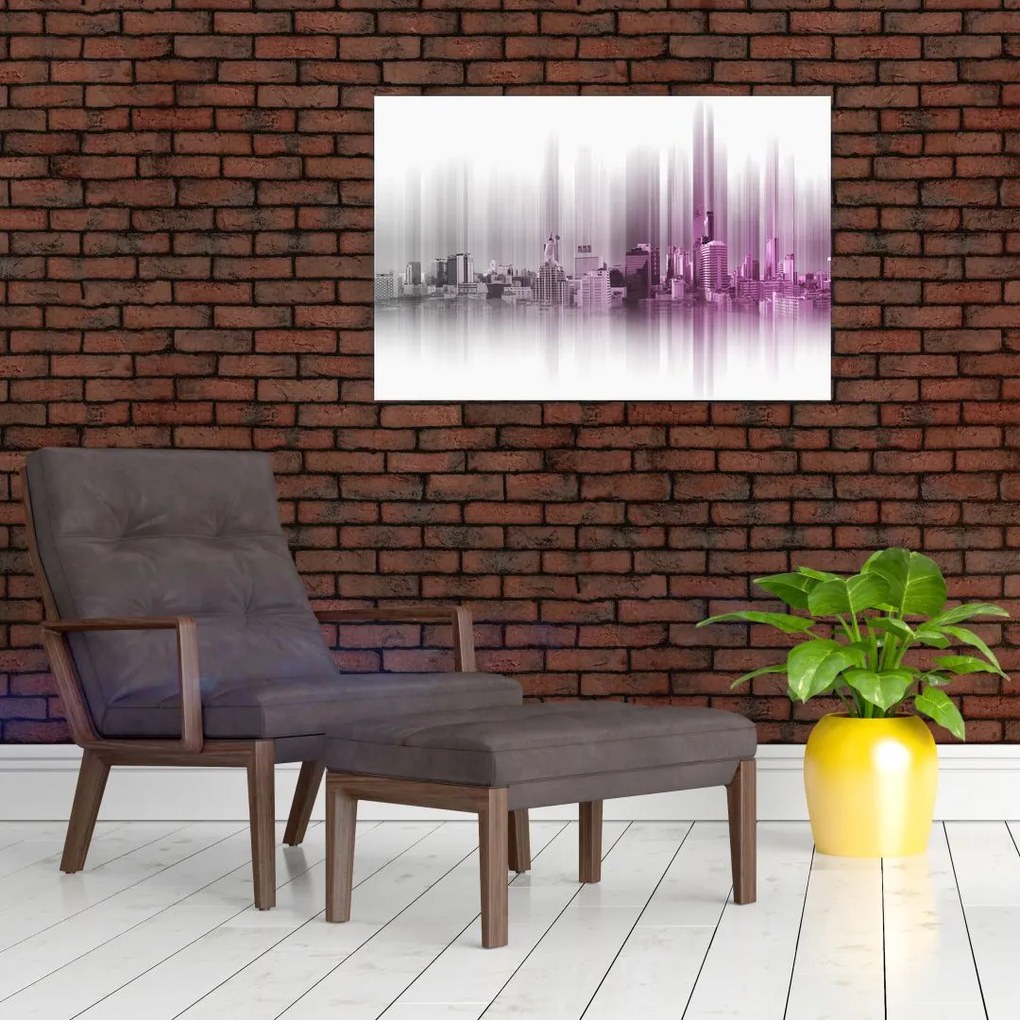 Tablou - Panorama orașului, roz-gri (90x60 cm)