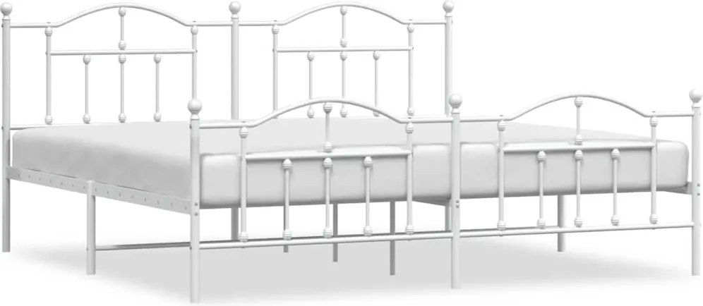 vidaXL Cadru de pat metalic cu tăblie de cap/picioare, alb, 193x203 cm