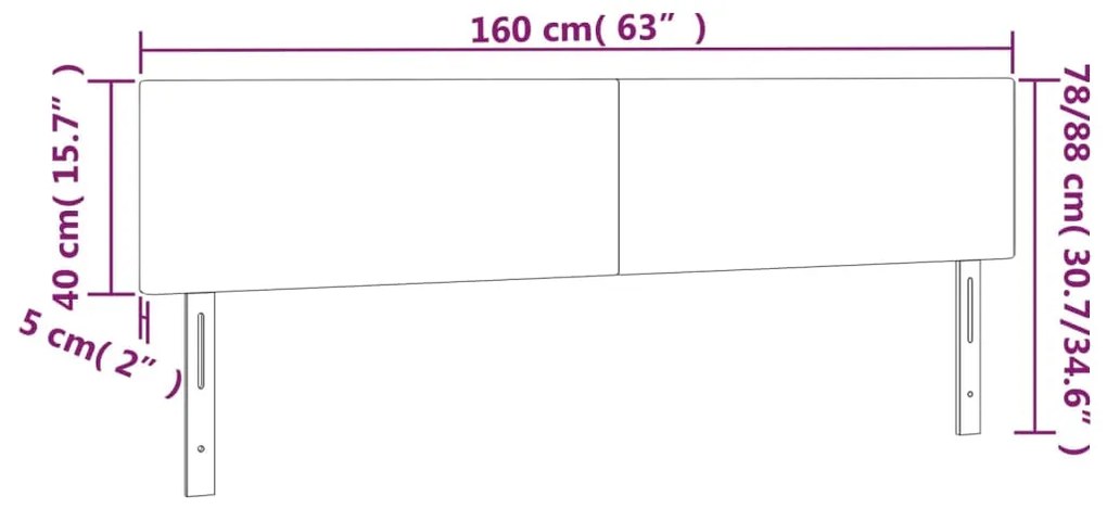 Tablii de pat, 2 buc, crem, 80x5x78 88 cm, textil 2, Crem, 160 x 5 x 78 88 cm
