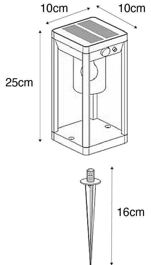 Lampă de podea pentru exterior gri închis 25 cm cu lumină reglabilă și senzor pe solar - Sonne