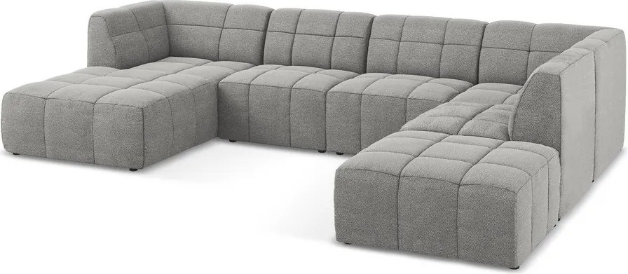 Colțar gri cu tapițerie din țesătură bouclé (în formă de "U") Aloha – Makamii