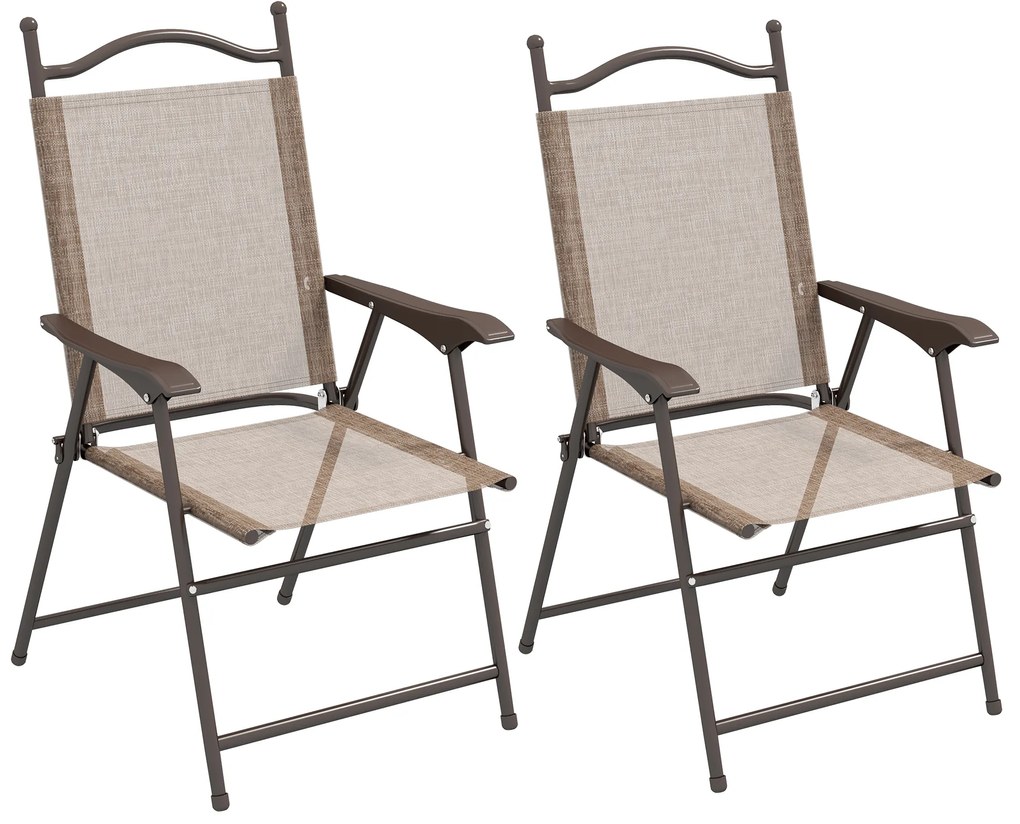 Outsunny Set de 2 scaune pliabile, Scaune pentru gradina cu cotiera, sezut cu tesatura din plasa care permite trecerea aerului | Aosom Romania