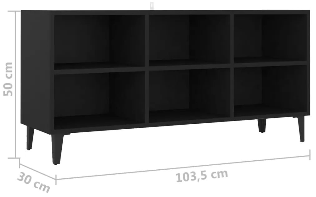 Comoda TV cu picioare metalice, negru, 103,5x30x50 cm 1, Negru, 103.5 x 30 x 50 cm