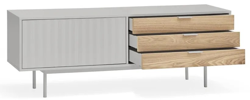 Comodă TV gri/în culoare naturală cu aspect de lemn de stejar 140x52 cm Sierra – Teulat