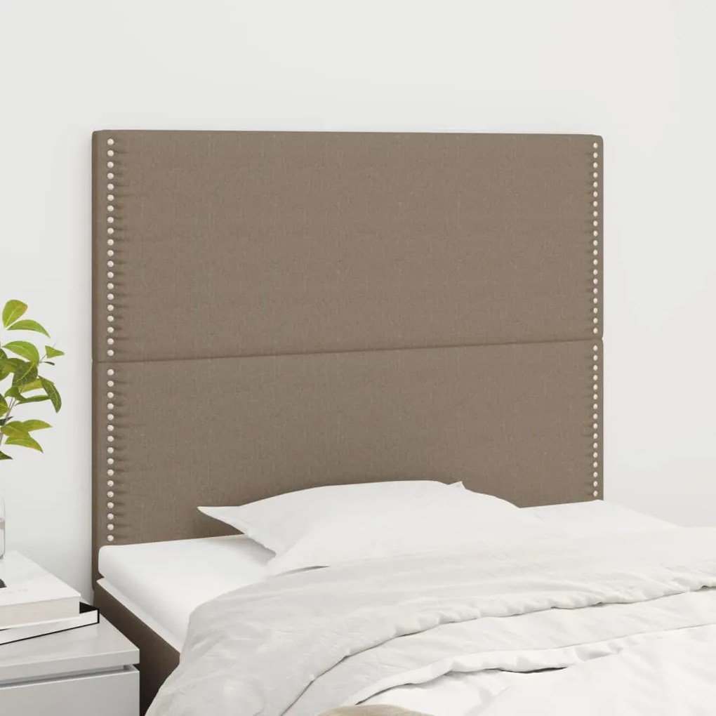 vidaXL Tăblii de pat, 2 buc, gri taupe, 90x5x78/88 cm, textil