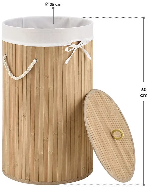 Juskys Coș de rufe din bambus Curly Round - natural
