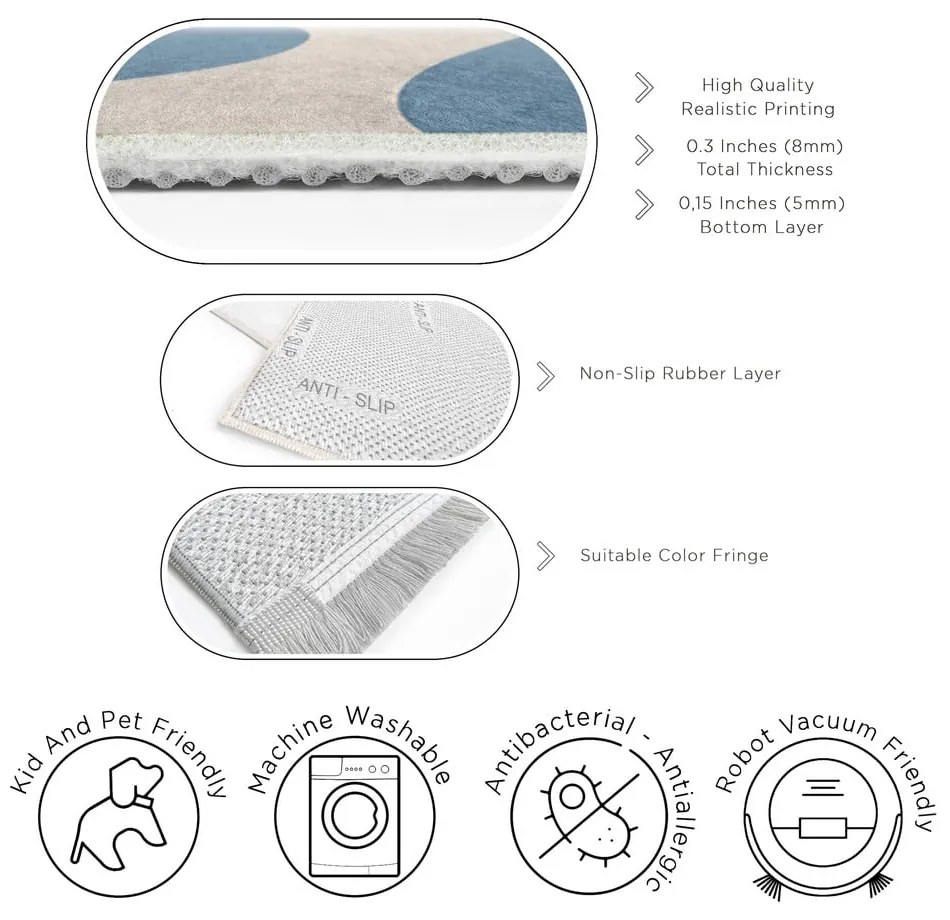 Covor albastru lavabil 160x230 cm Blue Latte – Mila Home