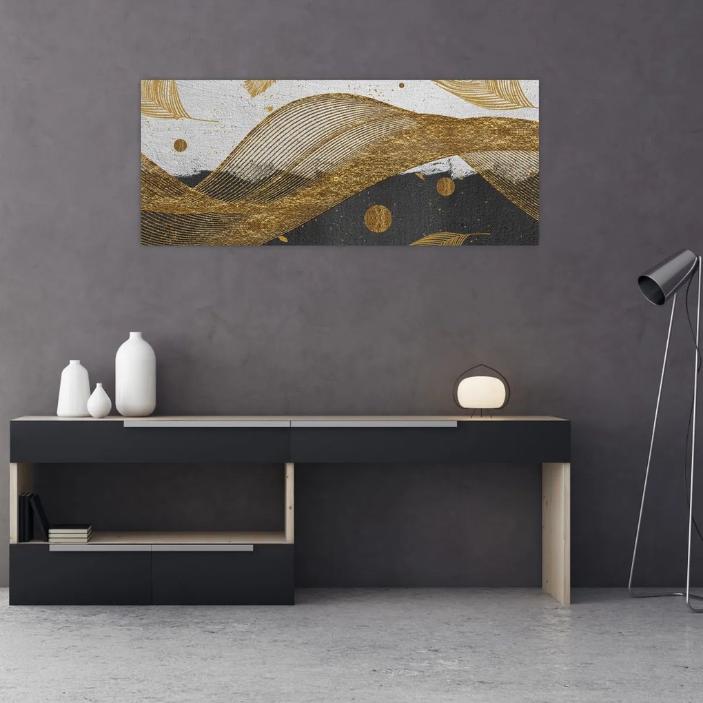 Tablou - Pene aurii (120x50 cm)