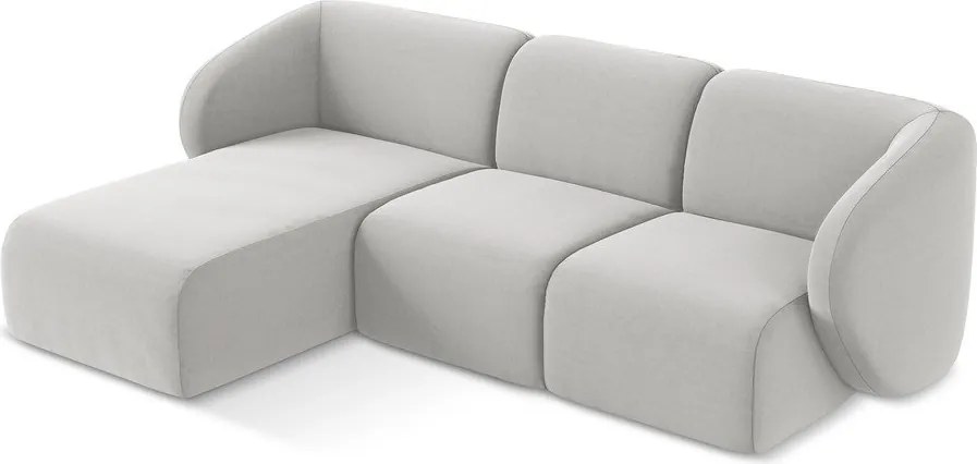 Colțar gri deschis cu tapițerie din catifea (cu colț pe partea stângă/cu șezlong) Lani – Makamii