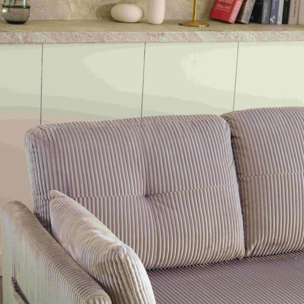 Canapea modulară în formă de L din catifea, canapea extensibilă rabatabilă convertibilă, cu spații de depozitare în scaune, Gri deschis