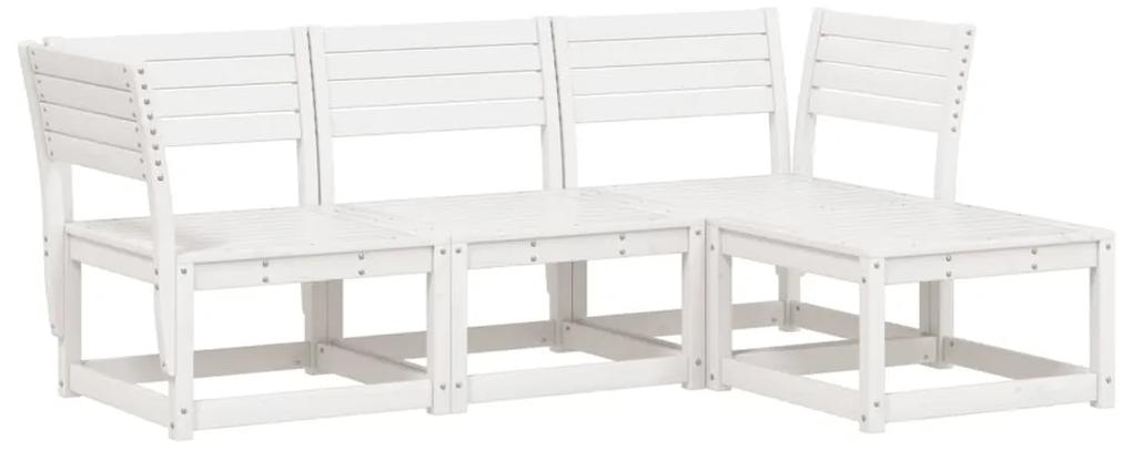 3216906 vidaXL Set mobilier relaxare de grădină, 4 piese, alb, lemn masiv pin