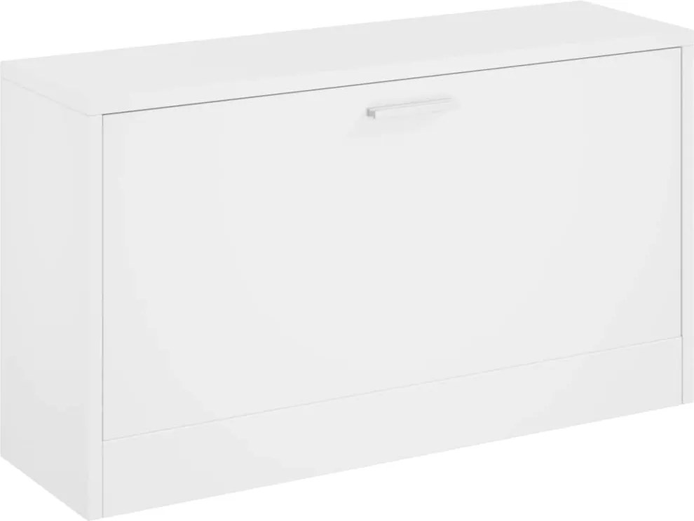 vidaXL Bancă pentru pantofi, alb lucios, 80x24x45 cm, lemn stratificat