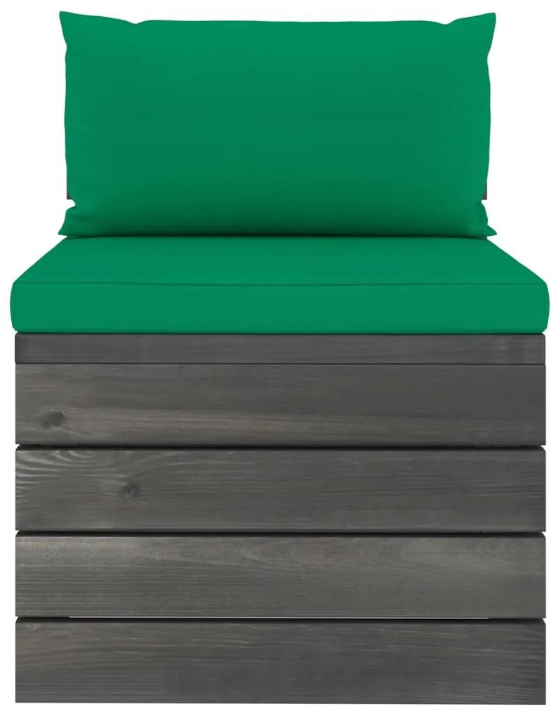Set mobilier gradina din paleti, cu perne, 6 piese, lemn molid Verde, 6