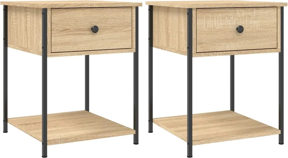 vidaXL Noptiere, 2 buc., stejar sonoma, 44x45x58 cm, lemn prelucrat