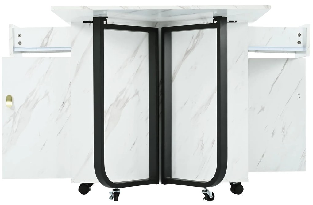 Masă de bucătărie versatilă și pliabilă, Alb+Negru | Aosom Romania