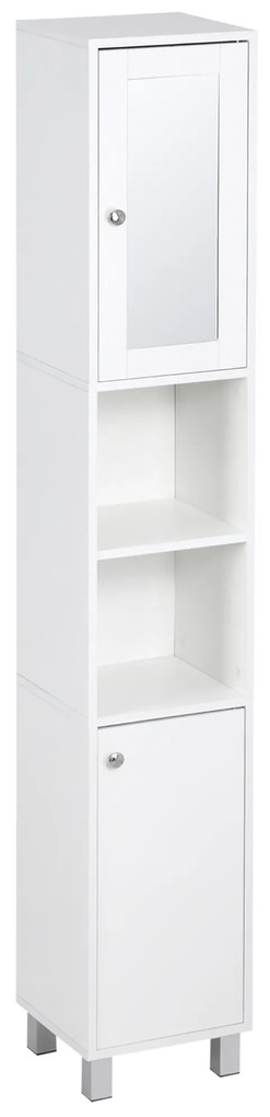 kleankin Mobila coloana baie dulap inalt 2 dulapuri 6 rafturi rafturi reglabile 30 x 28 x 180 cm alb | Aosom Romania