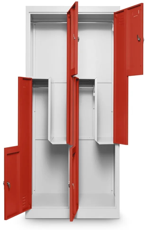 Dulap metalic Z, 80 x 50 x 180 cm, blocare, roșu - RAL 3000