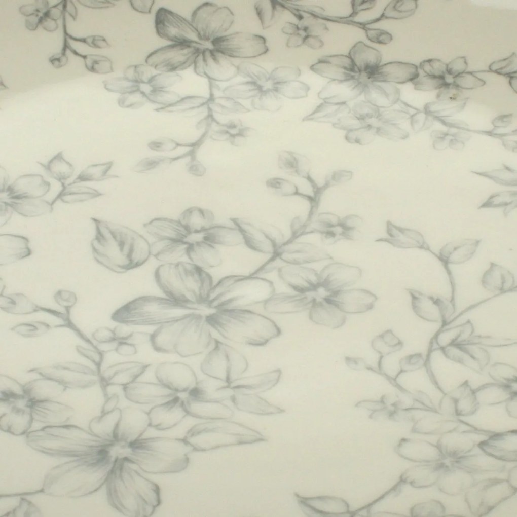 Set de 6 farfurii plate Flori delicate 26 cm,gri