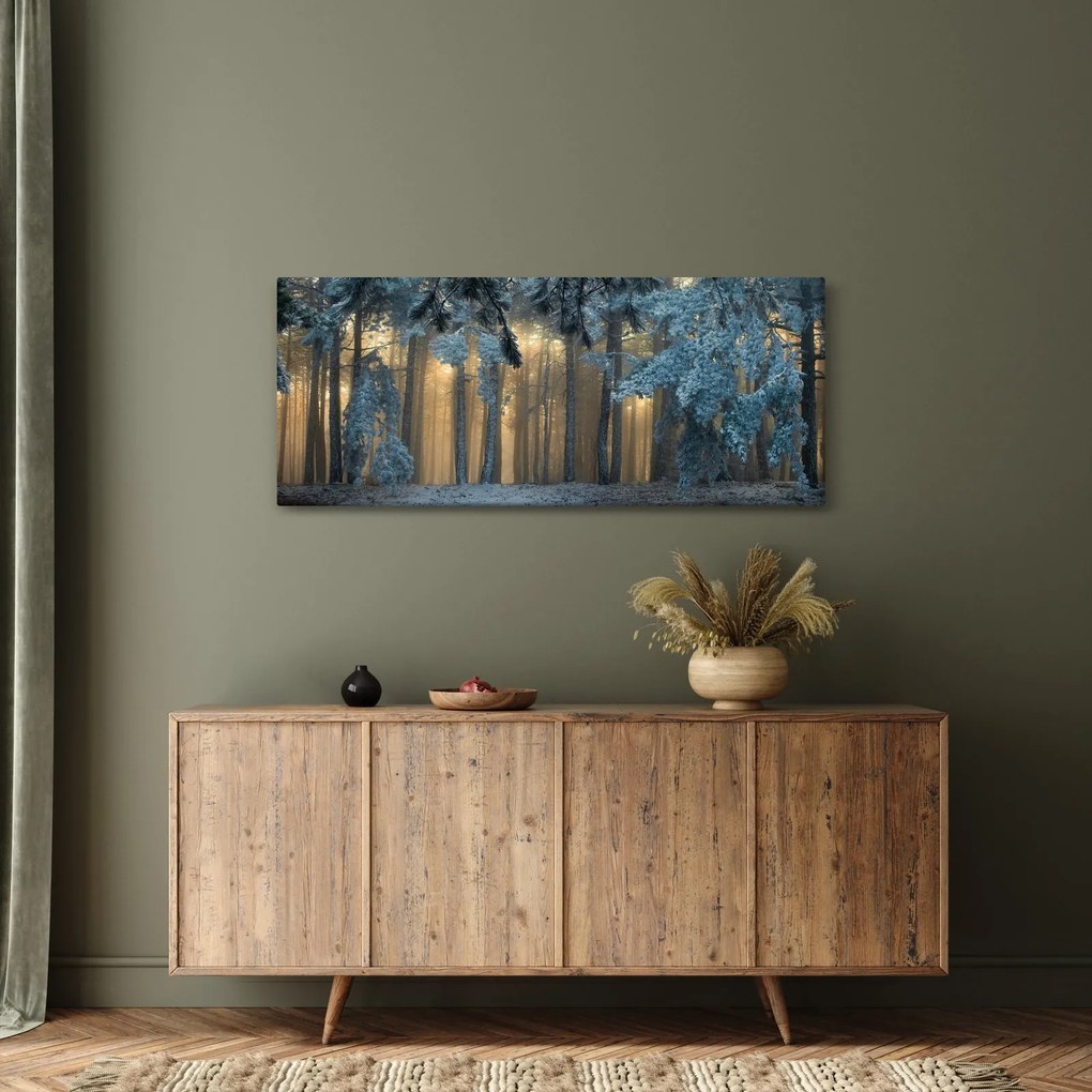Tablou cu pădure înzăpezită (120x50 cm)