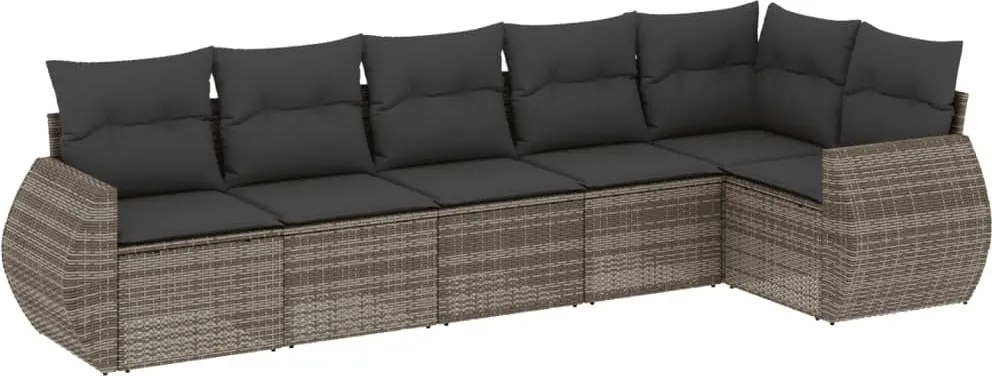 vidaXL Set mobilier grădină cu perne, 6 piese, gri, poliratan