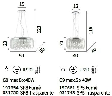 Lustra moderna AUDI-80 SP8 FUME' diam.50cm 197654