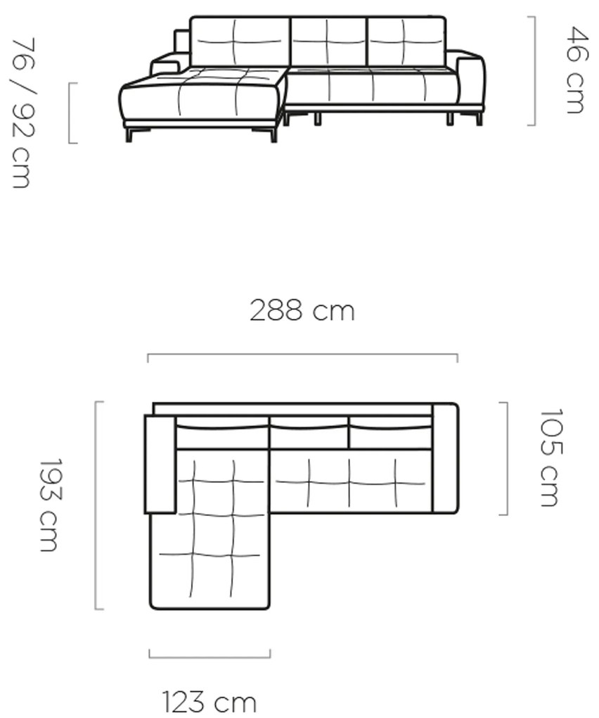 Coltar living Havana pe stanga - L288 x l193 x h92 cm