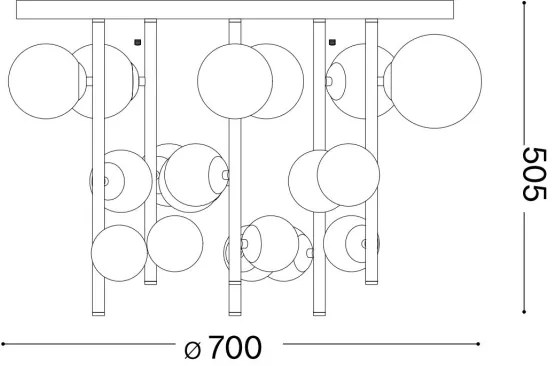 Lustră LED pe tijă Ideal Lux PERLAGE 18xG9/3W/230V d. 70 cm negru/fumuriu
