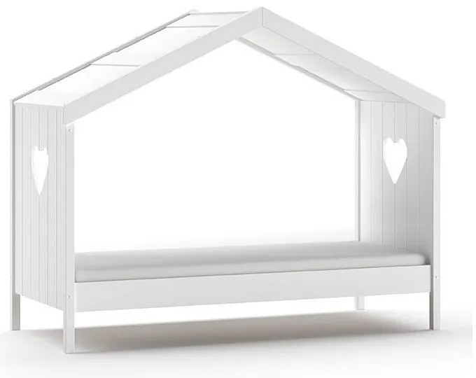 Pat pentru copii tip casuță alb 90x200 cm Amori - Vipack