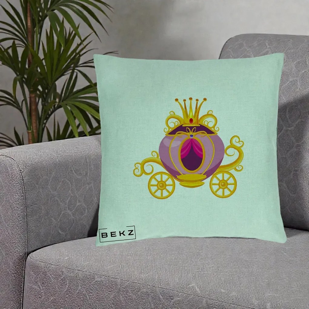 Perna Decorativa Trasura Regala Aurie, 40x40 cm, Verde Menta, Husa Detasabila, Perna Inclusa, BEKZ®