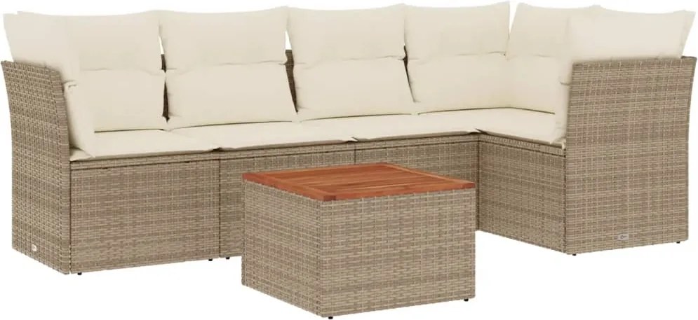 vidaXL Set canapele de grădină cu perne, 6 piese, bej, poliratan