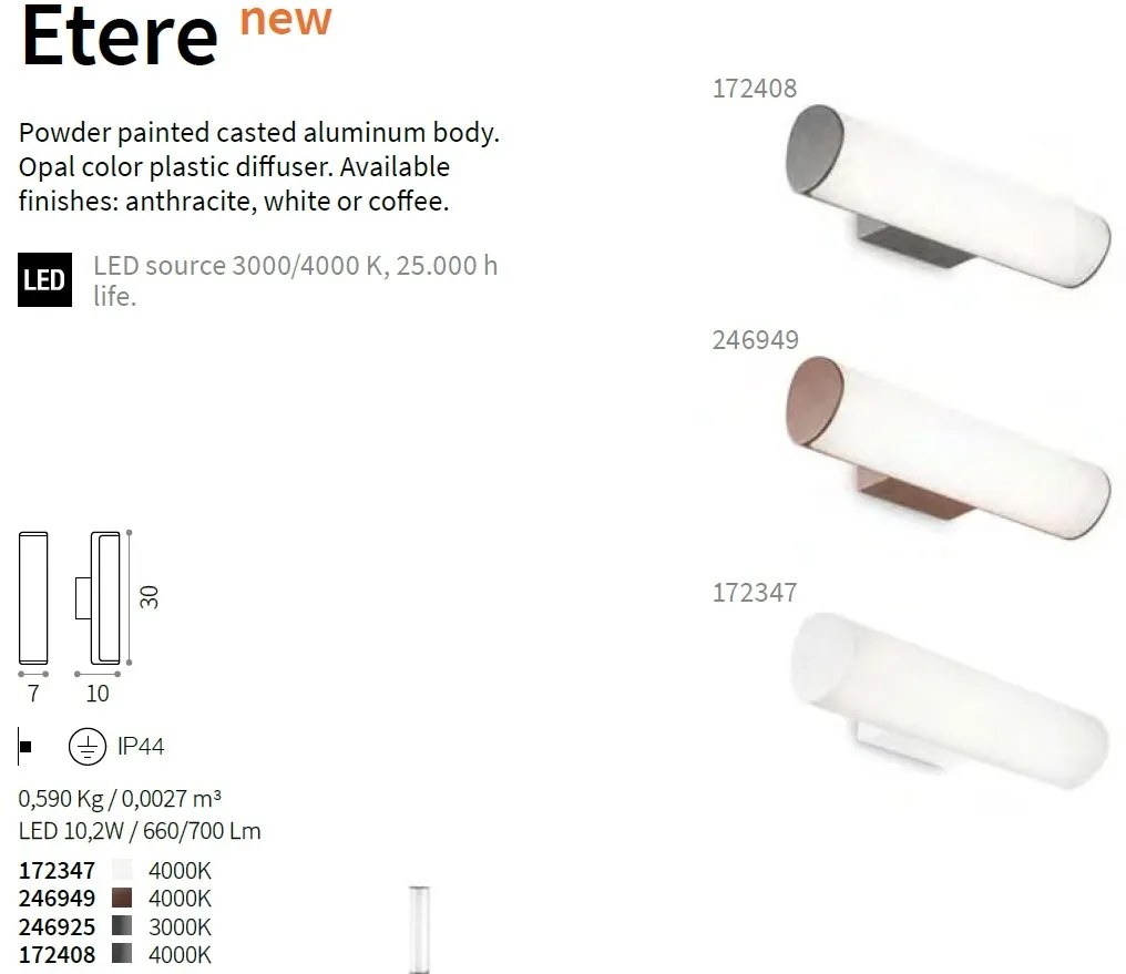 Aplica LED exterior design modern ETERE AP COFFEE 4000K 246949 IDL