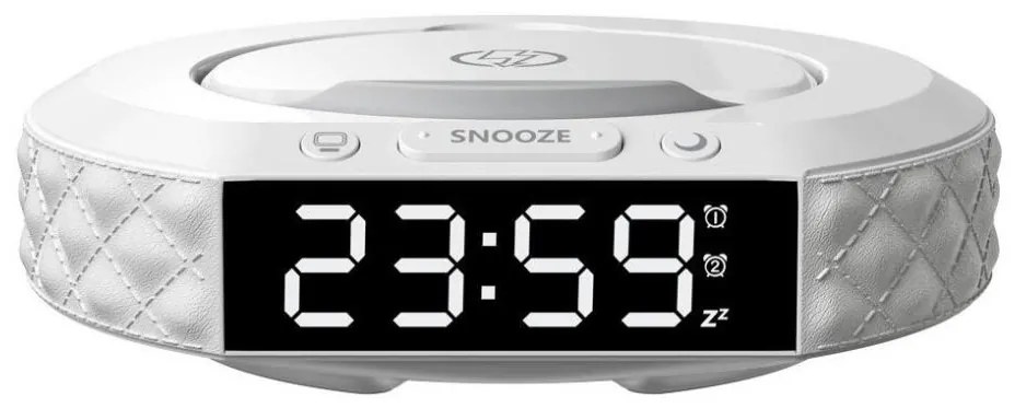 Immax 08983L - Ceas deșteptător cu LCD și încărcător wireless Qi 27W/9V alb