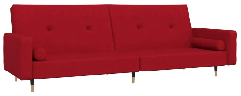 337338 vidaXL Canapea extensibilă cu 2 locuri, 2 perne, roșu vin, catifea