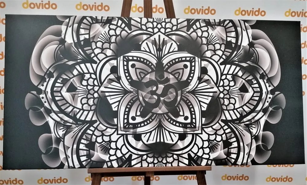 Tablou Mandala sănătății în design alb-negru