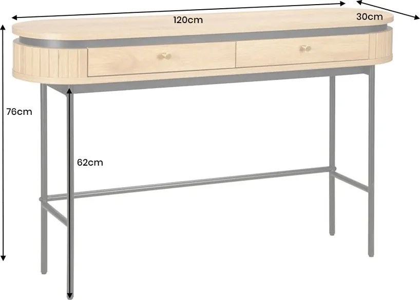 Consola cu furnir de stejar ATELIER 120cm