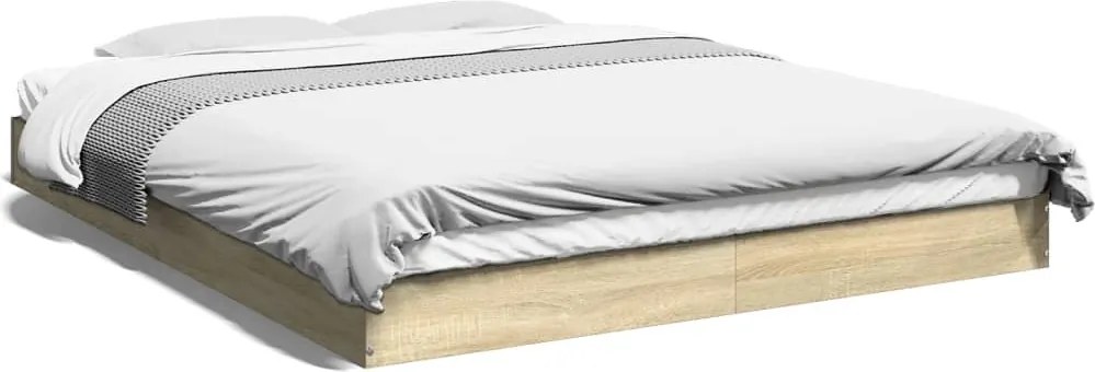 vidaXL Cadru pat fără saltea stejar sonoma, 160x200 cm, lemn prelucrat