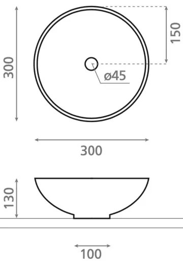 Lavoar pentru blat DAKAR Ø 30 cm, porțelan, alb - Bathco 4914