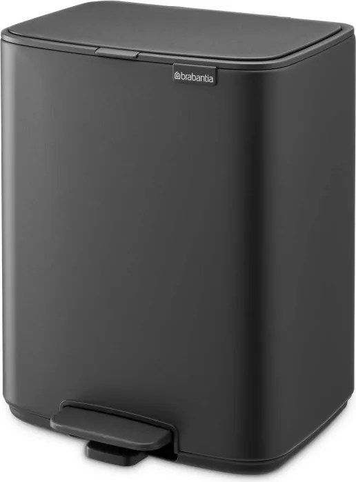 Cos de gunoi Brabantia Bo Pedal 1010133, 12 L, Inchidere usoara, Baza antiderapanta, Acoperire minerala, Gri inchis