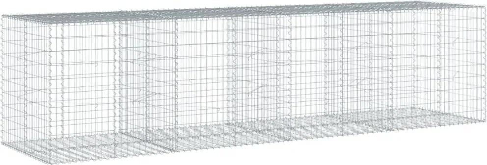 vidaXL Coș gabion cu capac, 400x100x100 cm, fier galvanizat