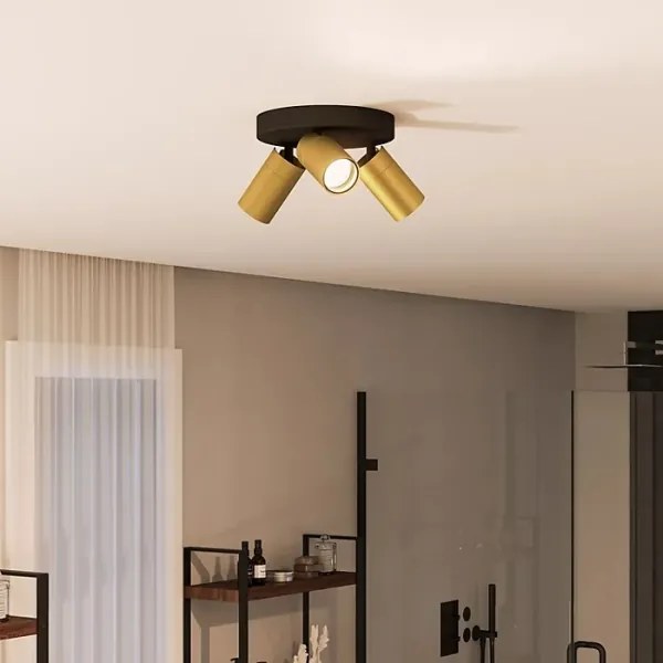 Spot pentru baie Philips IDRIS 3xGU10/5W/230V IP44 negru/auriu