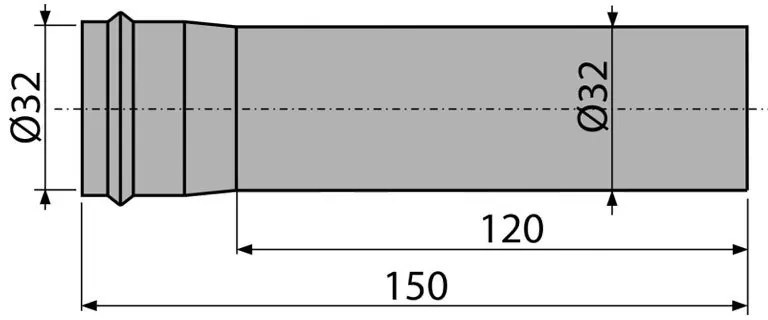 Element de prelungire DN32, Alcadrain, crom