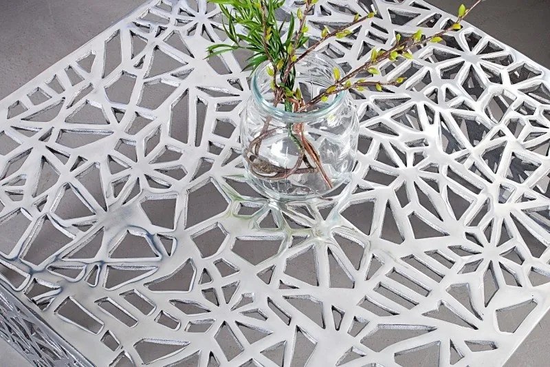 Masuta de cafea din aluminiu Abstract 60cm argintiu