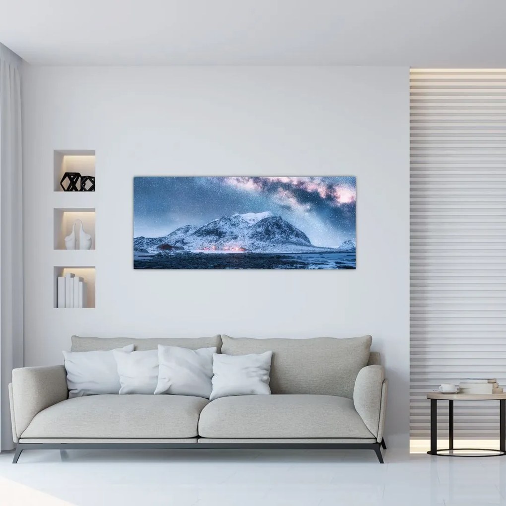 Tablou cu munți și ceul cu stele (120x50 cm)