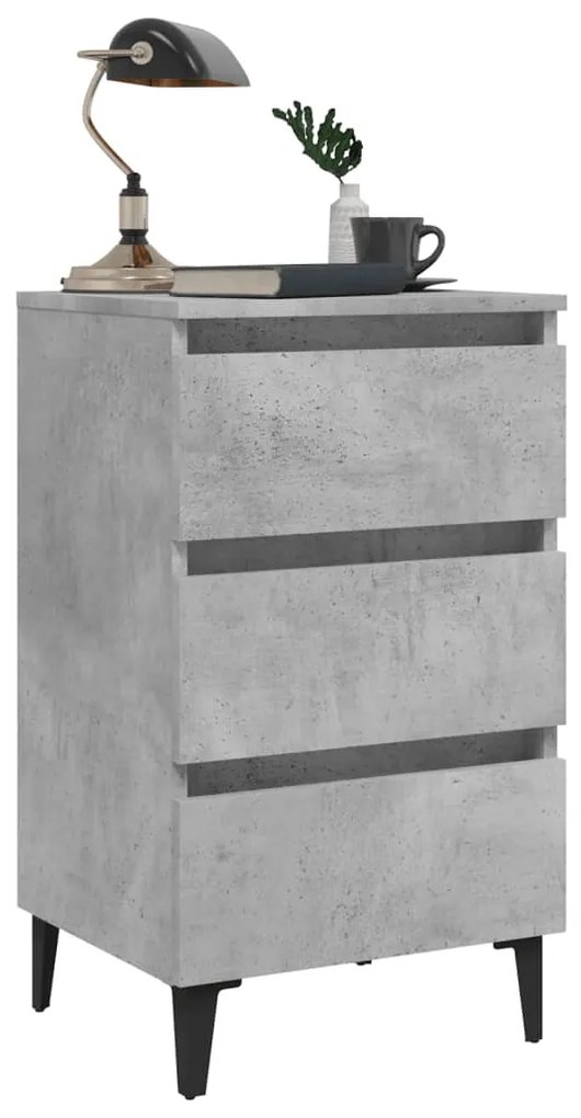 Noptiera cu picioare metalice, gri beton, 40x35x69 cm 1, Gri beton